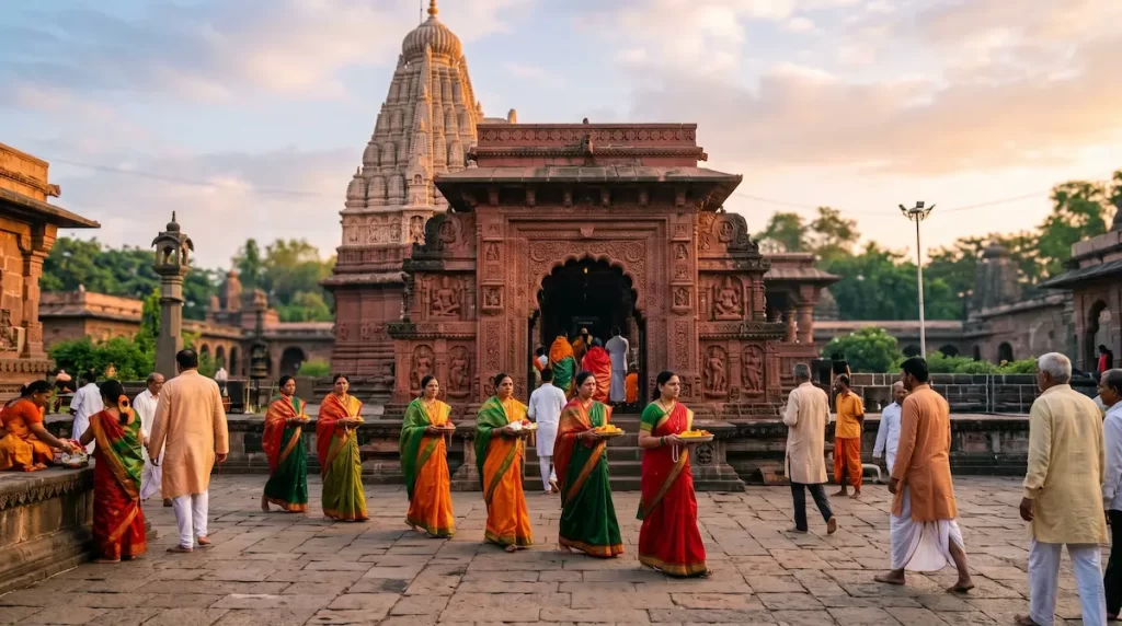 Grishneshwar Temple Ellora Caves Grishneshwar Temple morning puja atmosphere — Jyotirlinga shrine near Ellora Caves, Maharashtra