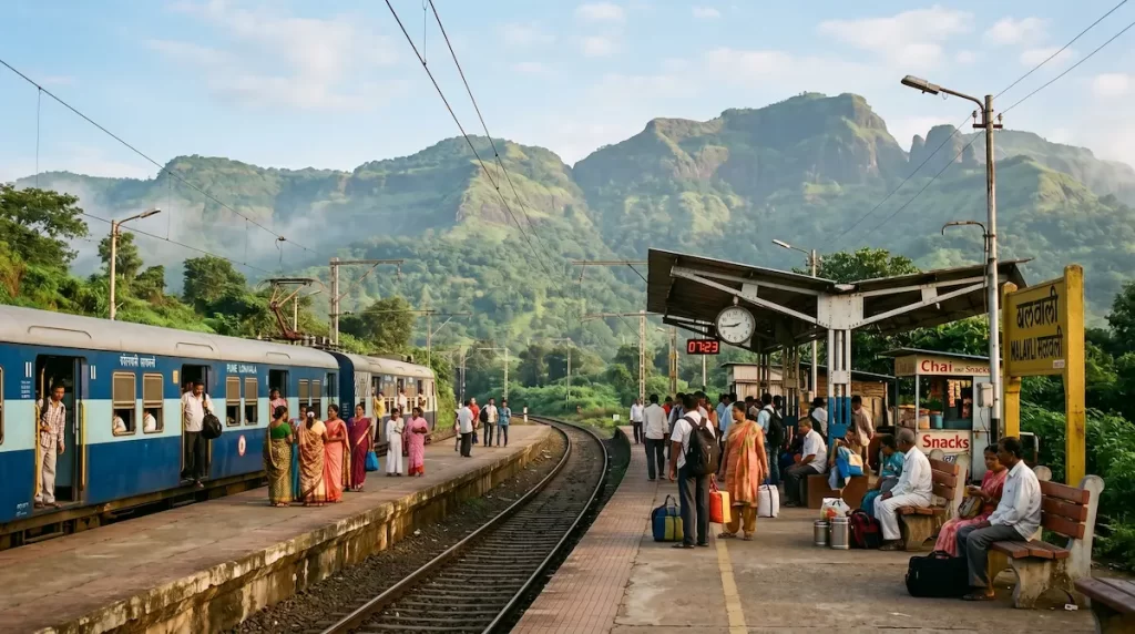 Malavli railway station — the transport hub for Karla and Bhaja Caves, Maharashtra
